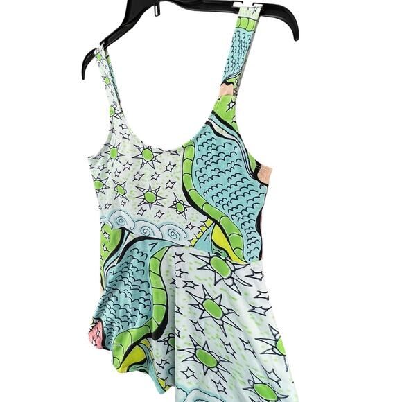 Artscow Custom Swimsuit Dress Women L Blue Multicolor Skater Stretch Art Unique - Picture 2 of 15